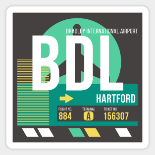 Hartford (BDL) Airport // Retro Sunset Baggage Tag Magnet